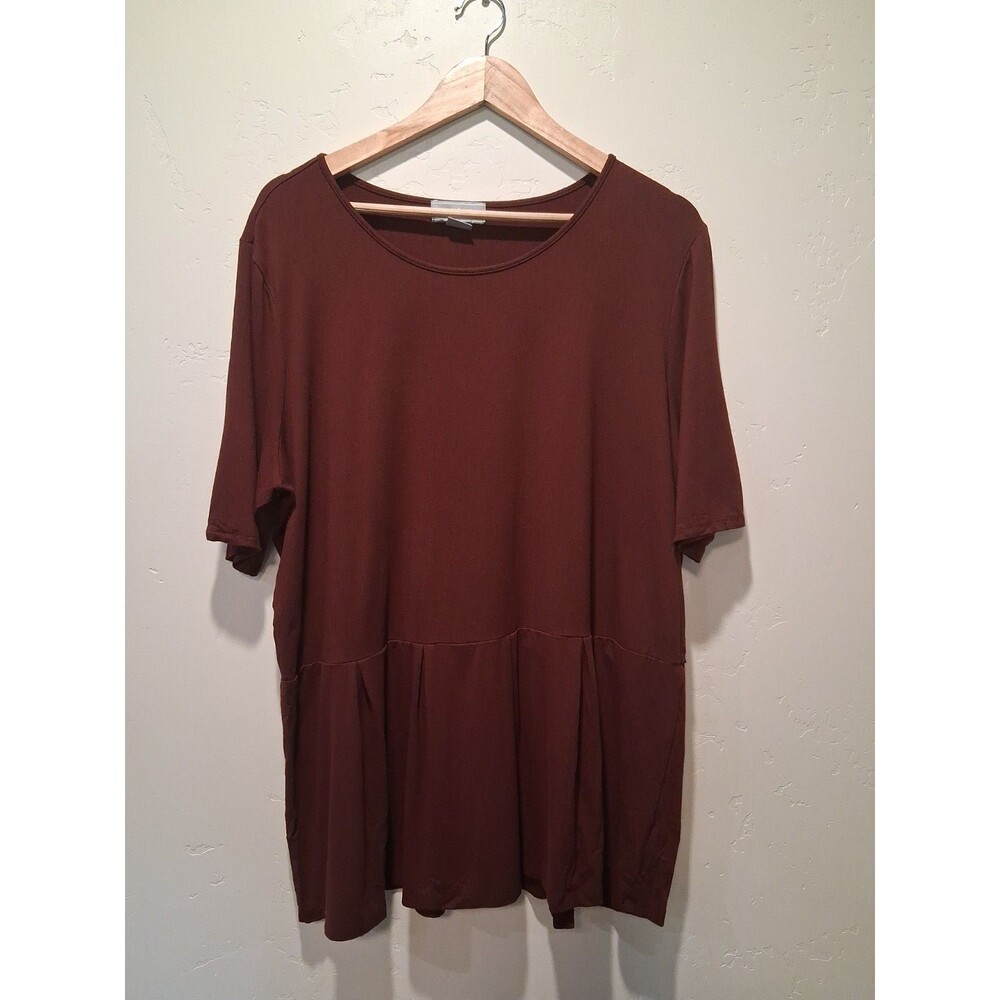 Liz Claiborne Women XXL Maroon Short Sleeve Pleated Skirt Bottom Peplum Top Boho